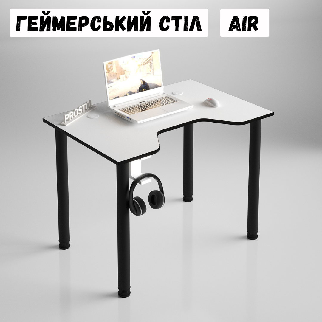Компьютерный стол геймерский Air S 102x69 см Белый/Черный