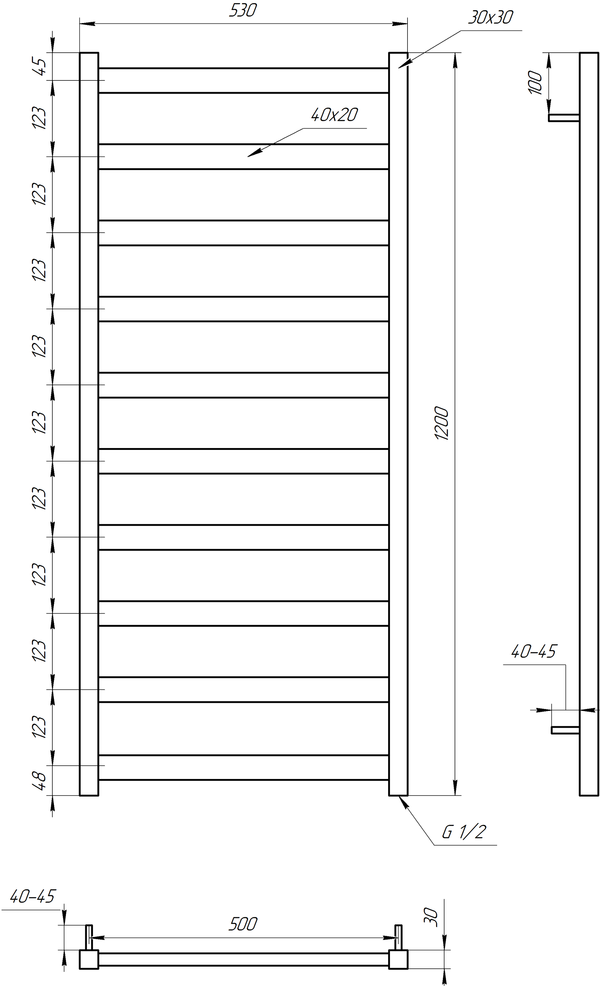 Полотенцесушитель электрический Genesis Aqua Maxi 120x53 см Черный (2416) - фото 5