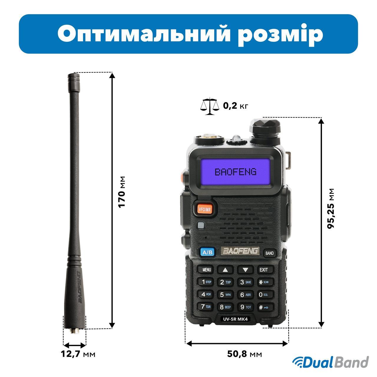 Рация Baofeng UV-5R MK4 8 Вт с отстегивающимся ремешком на шею Mirkit (8145) - фото 2