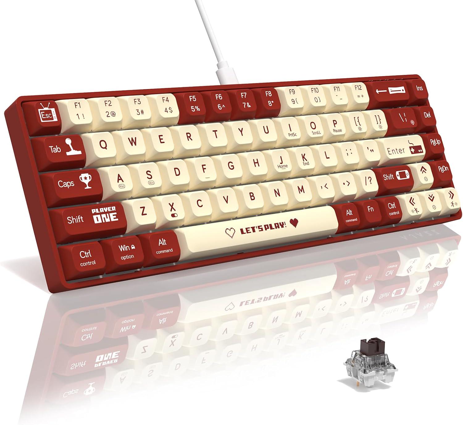 Клавиатура игровая Ajazz AK680 проводная механическая с RGB подсветкой Brown Switch Red/White