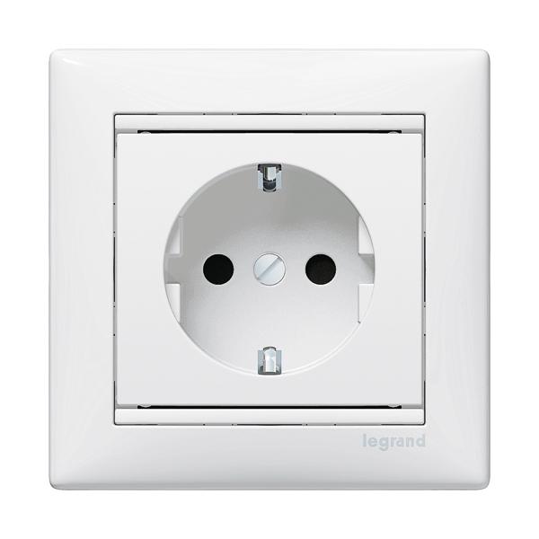 Розетка Legrand Valena із заземленням із захисними шторками Білий (774421) Розетка Legrand Valena із заземленням із захисними шторками Білий (774421)