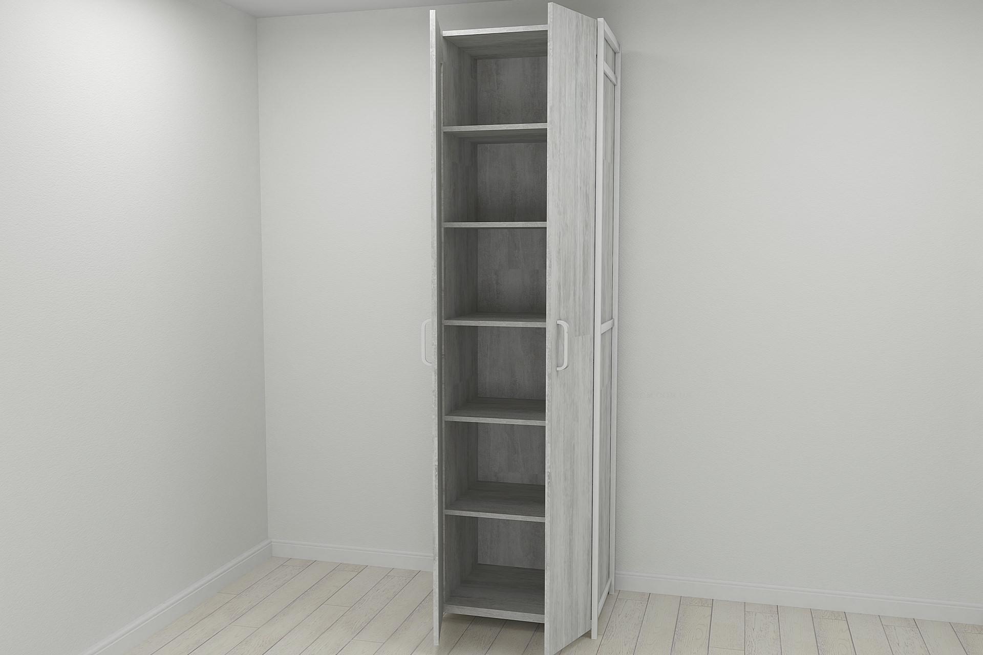 Шкаф гардероб уни секция 7 серии Конект Ferrum-decor 220x60x50 см металл Белый/ДСП Урбан Лайт (SHG126)