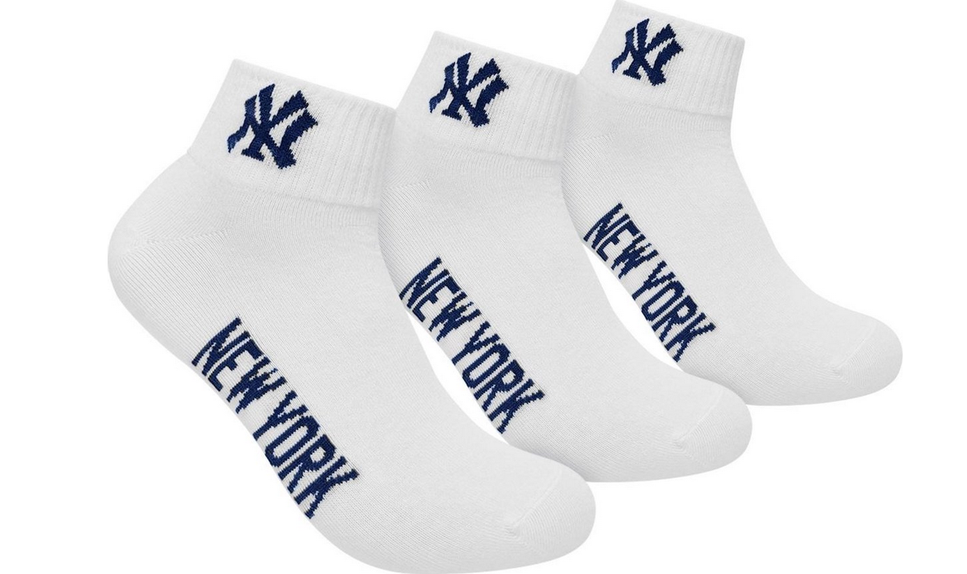 Носки New York Yankees Quarter 3-pack р. 39-42 White (15100003-1001)