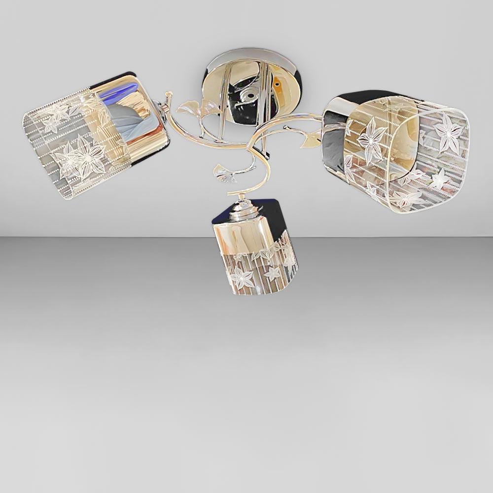 Люстра стельова Lighthouse SRS-19407/3 з візерунком Золотий/Прозорий Люстра стельова Lighthouse SRS-19407/3 з візерунком Золотий/Прозорий