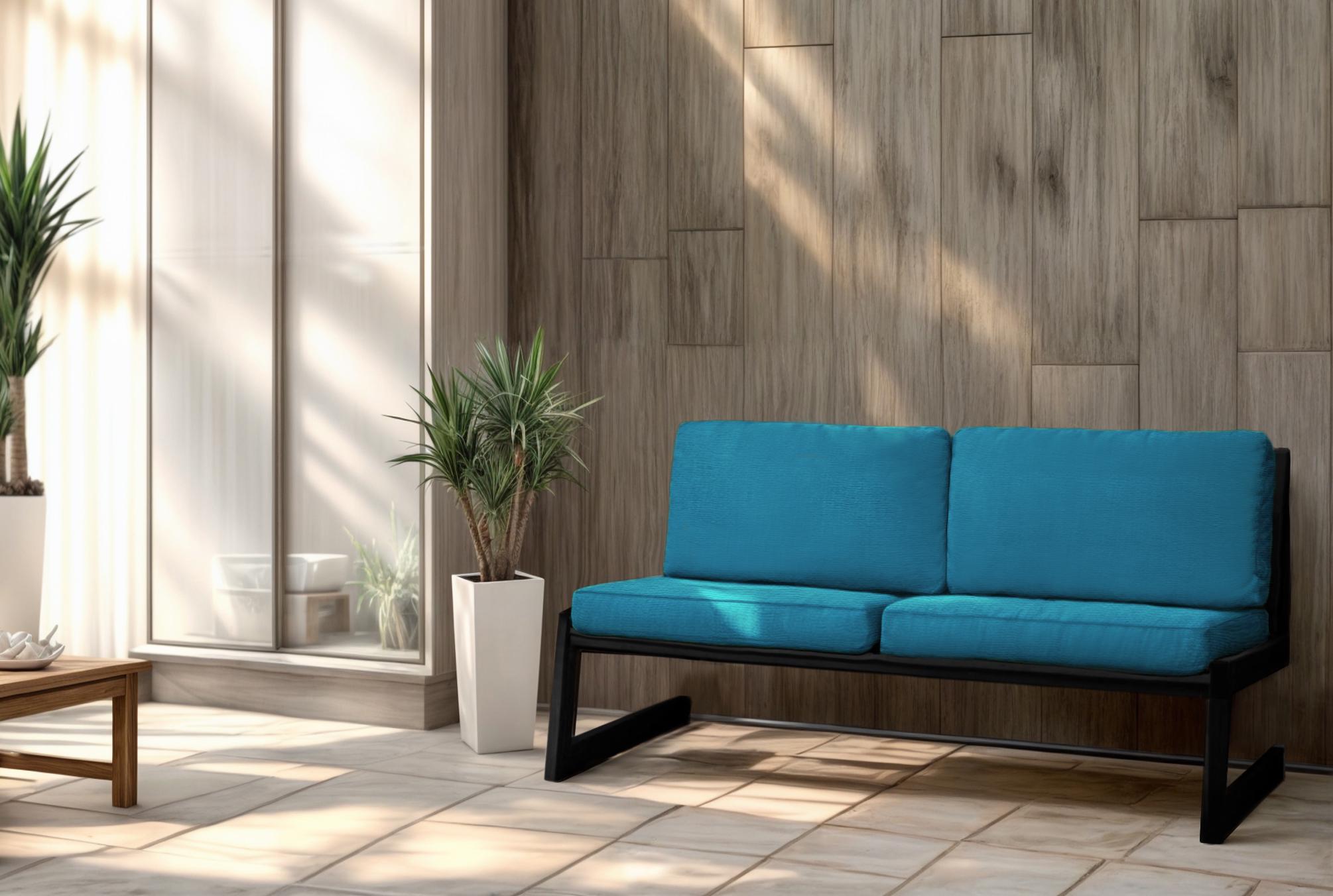 Диван металевий Tobi Sho Флекс DV6 з подушками 750х1560х700 мм рогожка 16/Бірюзовий (DV069384) - фото 2 Диван металевий Tobi Sho Флекс DV6 з подушками 750х1560х700 мм рогожка 16/Бірюзовий (DV069384) - фото 2