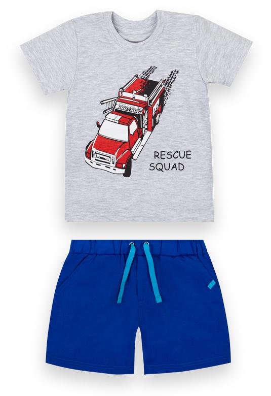 Костюм для мальчика футболка/шорты летний Gabbi KS-21-6-2i Супер кул 116 см Серый меланж (12634)