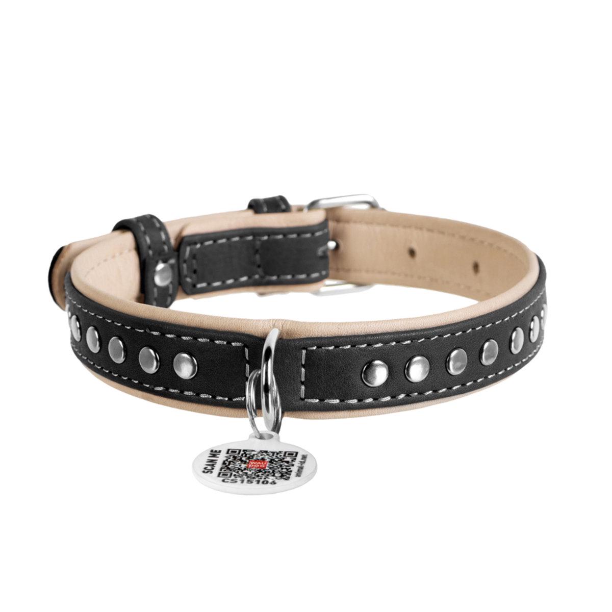 Ошейник для собак Waudog Soft металлические украшения кожаный 20 мм x 30-39 см