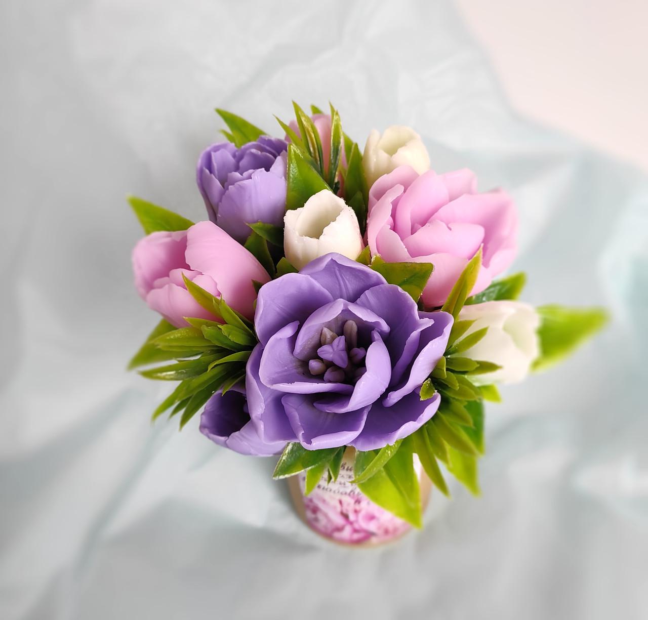 Букет из мыла Тюльпаны ручная работа мини (MB-00620)