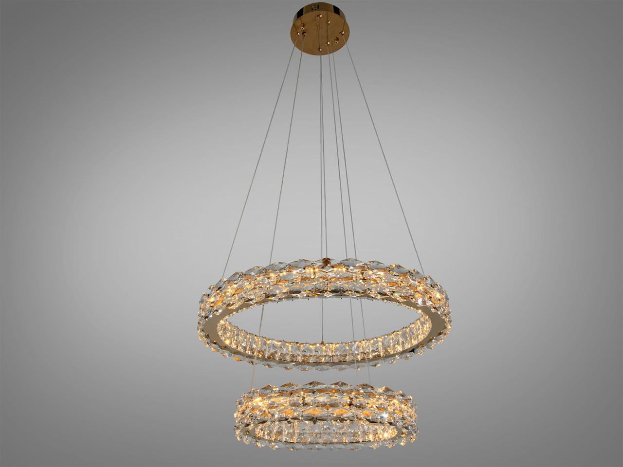 Люстра светодиодная LED для гостиной 7895/600+400S-gold 54 Вт 2 кольца с пультом Золотой (2994451634)