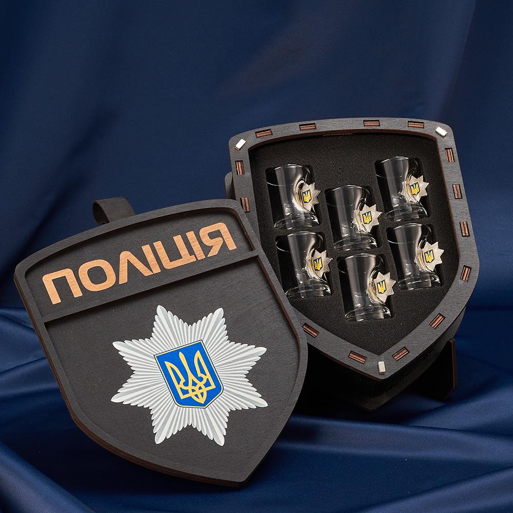 Подарочный набор рюмок с шевроном Полиция маленький (28421191) - фото 2 Подарочный набор рюмок с шевроном Полиция маленький (28421191) - фото 2