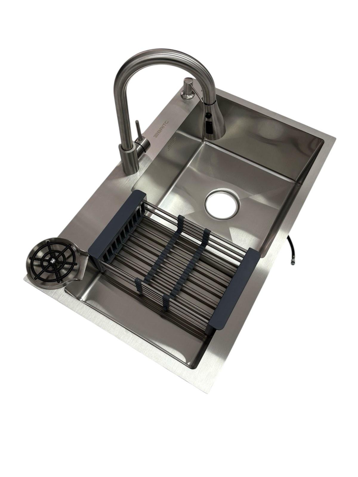 Мойка для кухни правая Britc 7848 RB Серый/кран с выдвижным изливом нержавеющая сталь