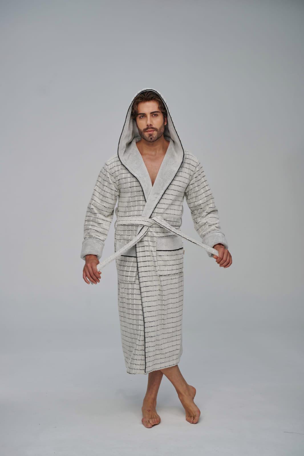 Халат Nusa чоловічий ns 1505 gri-beyaz L/XL (m019472)