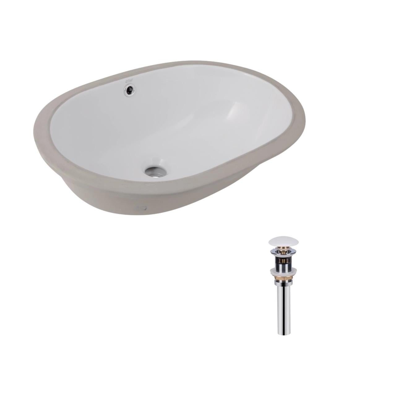 Раковина Qtap Stork врезная овальная с донным клапаном PU02O 570x390x210 мм White (2612632445)