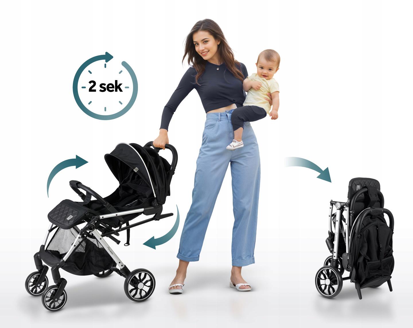 Коляска прогулянкова Paseo Nukido з дощовиком та чохлом Чорний (716000) - фото 3