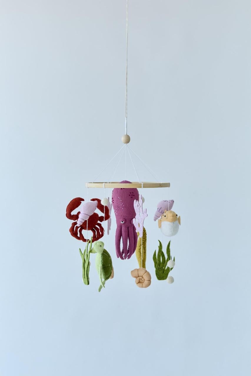 Мобиль детский музыкальный WoollyFox Морской мир: осьминог/краб/морской конек (27861235)