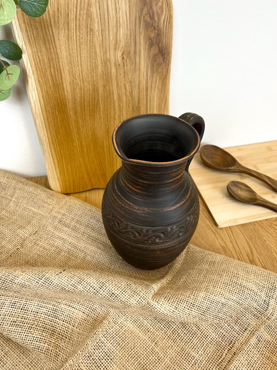 Кувшин керамический глиняный резной с ручкой декор 2 л (3000-37) - фото 7 Кувшин керамический глиняный резной с ручкой декор 2 л (3000-37) - фото 7