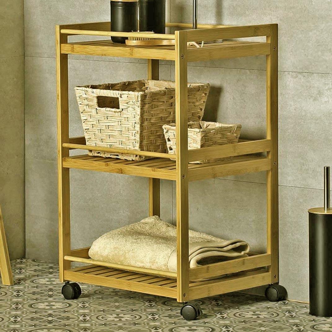Этажерка для ванной из дерева на колесиках Элетон Карри (АБТ-001403)