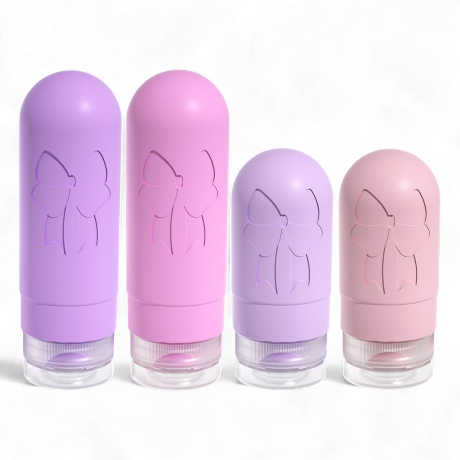 Набор дорожных баночек емкости для путешествий силиконовые 4 шт. 60 и 90 мл в косметичке Фиолетовый (113_4_0_1С)