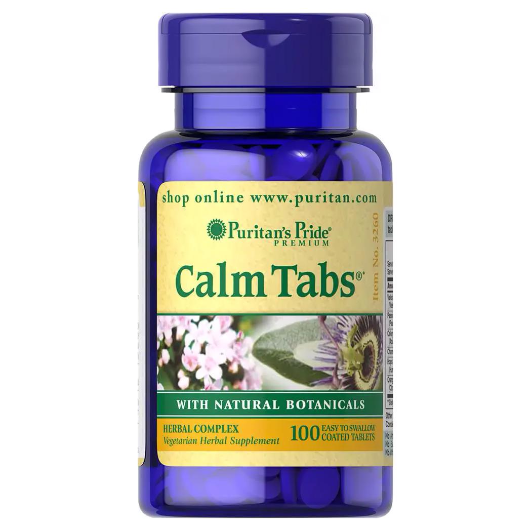 Успокаивающие таблетки Puritan's Pride Calm Tabs от нервов с травами 100 таблеток (#003260)