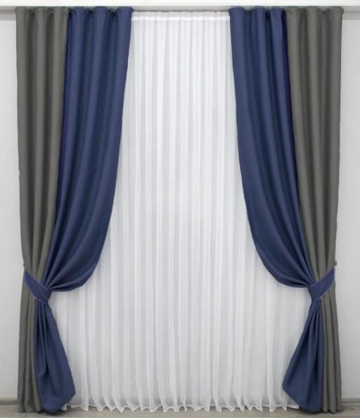 Штори блекаут 1,2х2,7 м 2 шт. Графітовий/Синій (014дк/793-831ш) Штори блекаут 1,2х2,7 м 2 шт. Графітовий/Синій (014дк/793-831ш)