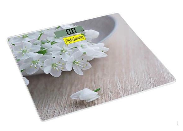 Весы электронные напольные Maestro весенние цветы со стеклянной платформой для взвешивания до 150 кг (MR-1819)