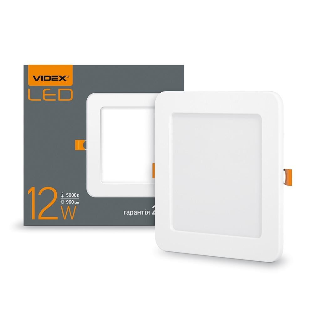 Светильник встроенный квадрат Videx VL-DLS-125 12W 5000K 220V LED