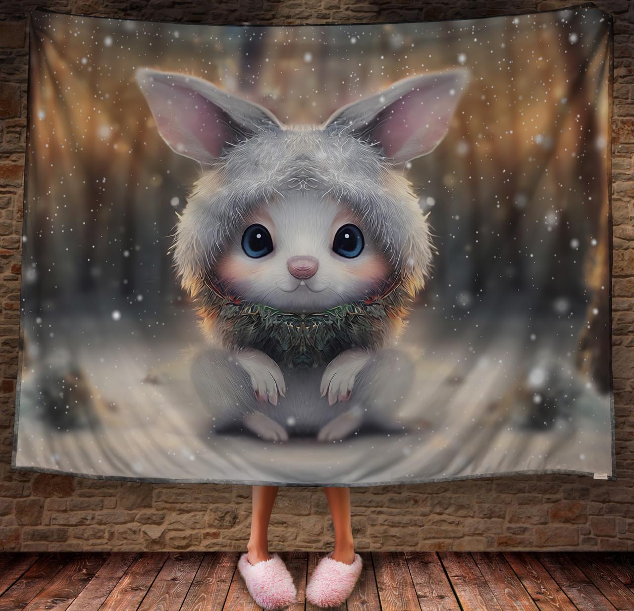 Плед с 3D принтом 18 Кролик в зимнем сказочном лесу 150х200 см (epi_1830)