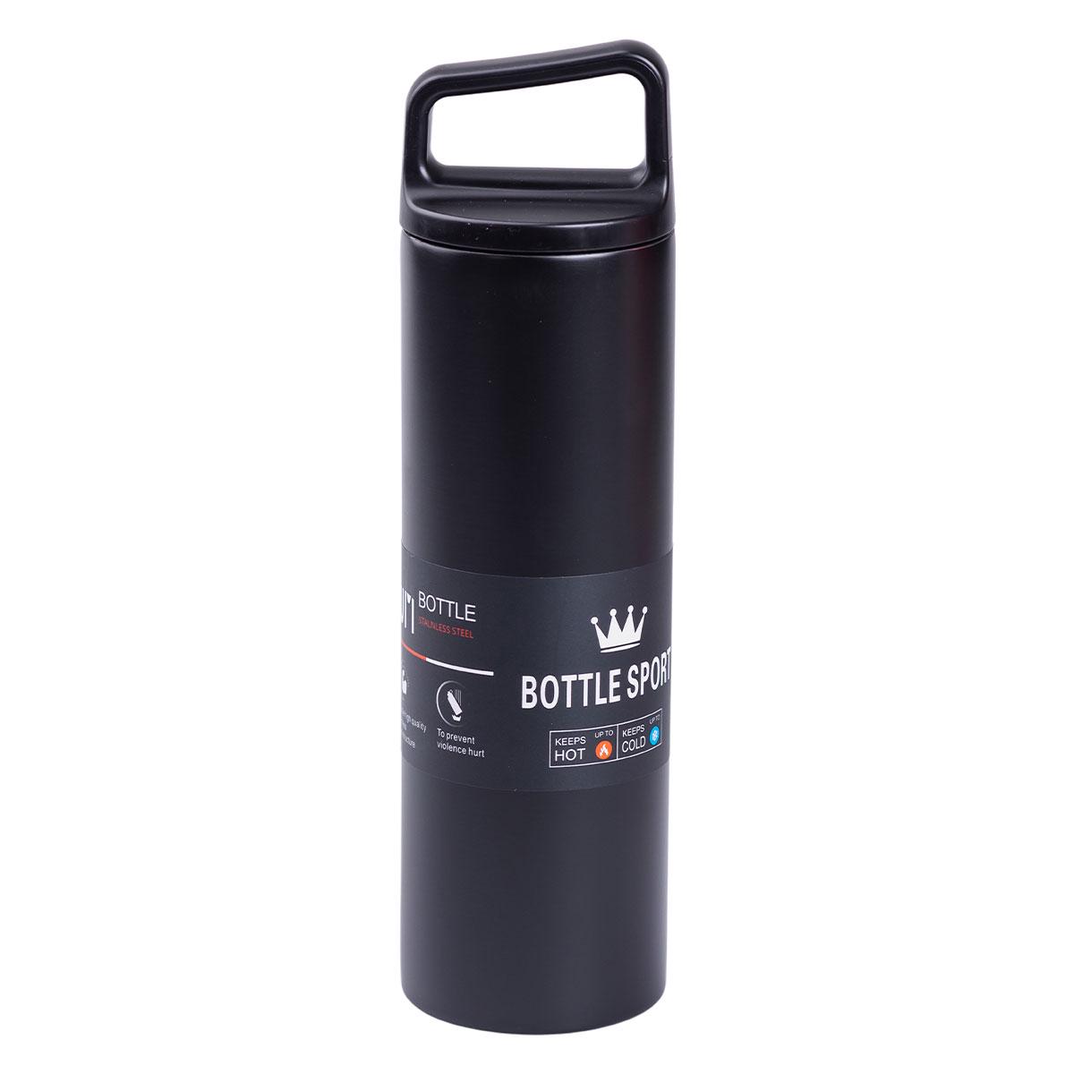 Термос металевий Bottle Sport із нержавіючої сталі з ручкою 0,5 л Чорний (5814) - фото 3 Термос металевий Bottle Sport із нержавіючої сталі з ручкою 0,5 л Чорний (5814) - фото 3