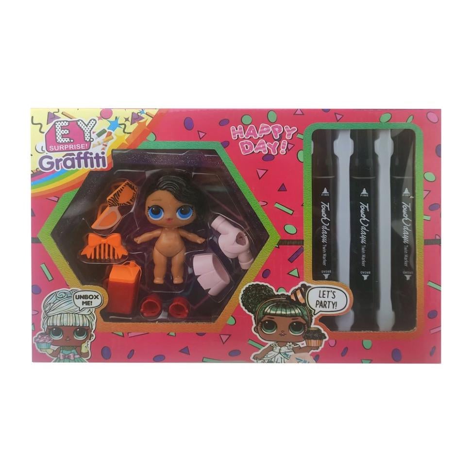 Лялька LQL EY2413 з маркерами Брюнетка в рожевому платті (RLT21985s27955)