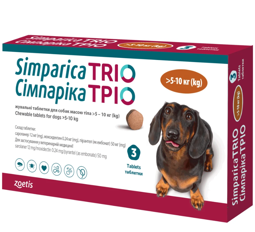 Ветпрепарат Симпарика ТРИО 5,1-10 кг 3 таб.