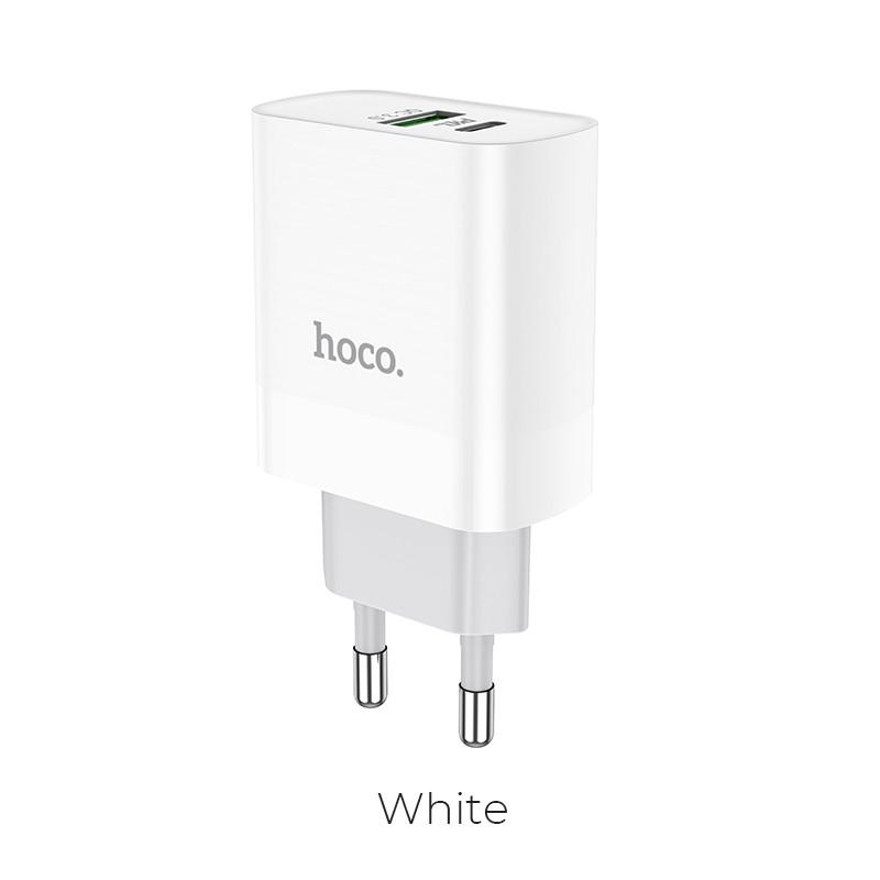 Адаптер мережний HOCO Rapido C80A 1USB/1Type-C 3,1A/20W QC/PD White - фото 2