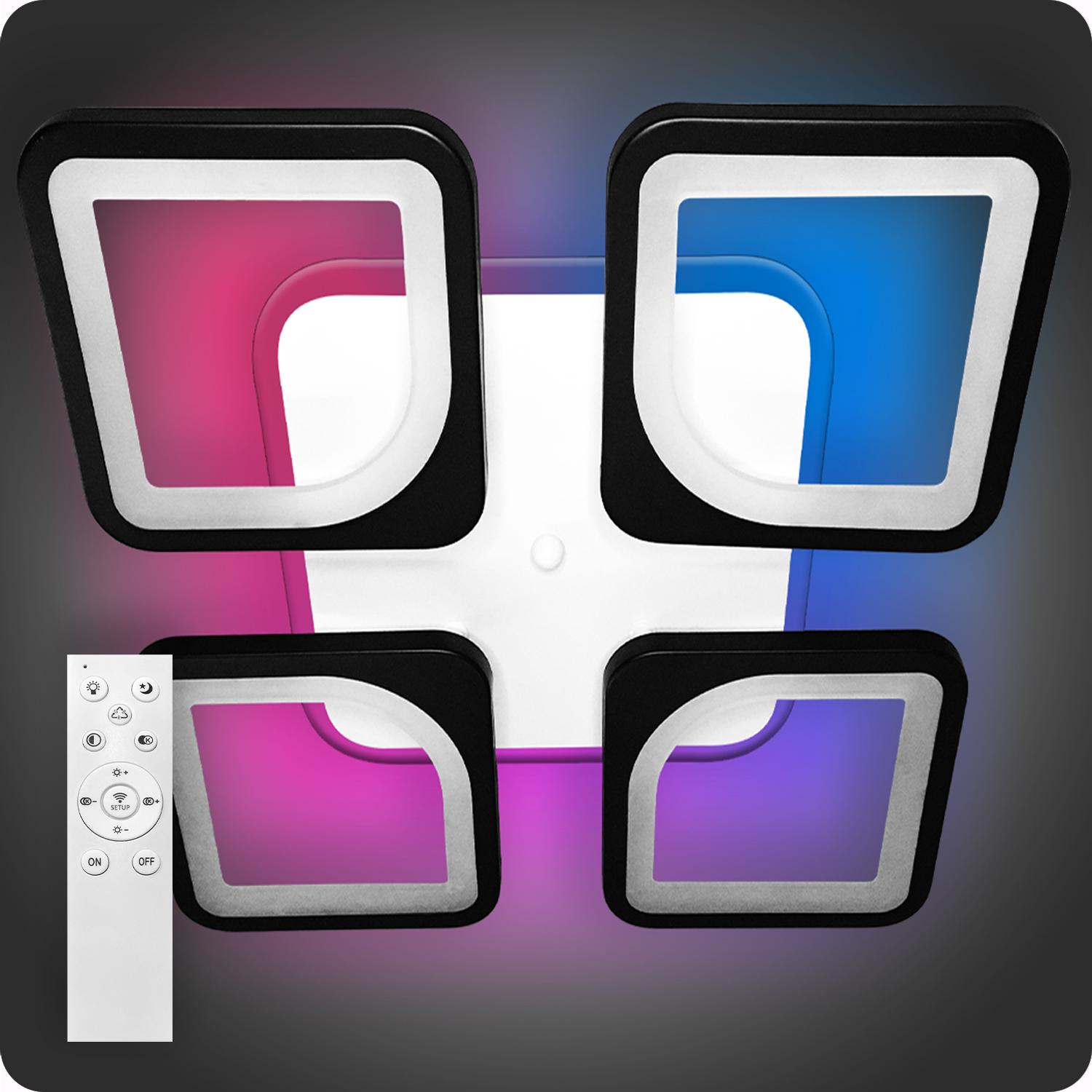 Люстра светодиодная 517 Light 3color с пультом 96 Вт Черный (01188)