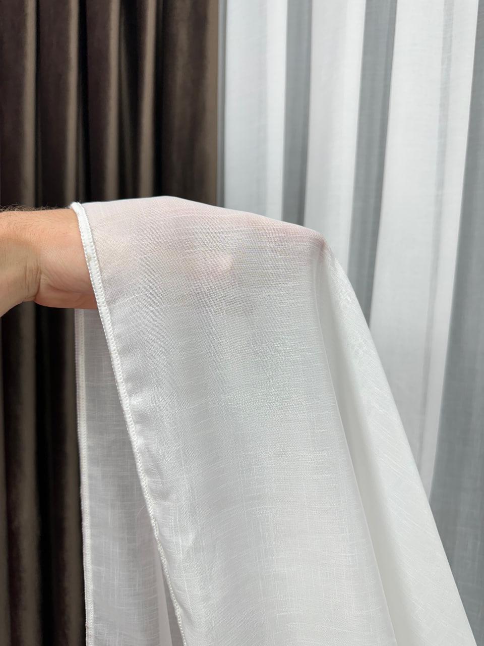 Тюль готовий з обтяжувачем креп-льон однотонний матовий на тасьмі 6 см 400x270 см Молочний (1100 К Т29) - фото 6 Тюль готовий з обтяжувачем креп-льон однотонний матовий на тасьмі 6 см 400x270 см Молочний (1100 К Т29) - фото 6