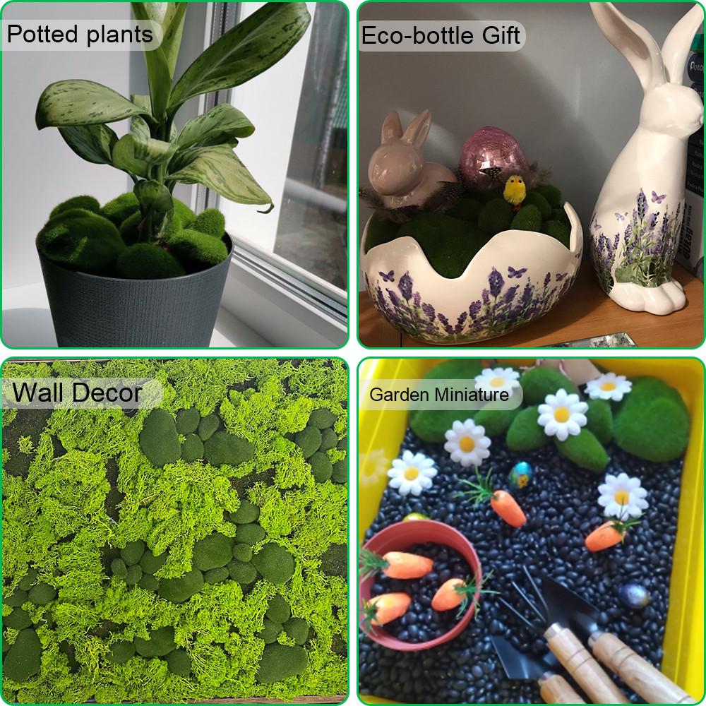 Каміння декоративне штучне з мохом для декору флористики хендмейду 30 шт. Зелений - фото 3 Каміння декоративне штучне з мохом для декору флористики хендмейду 30 шт. Зелений - фото 3