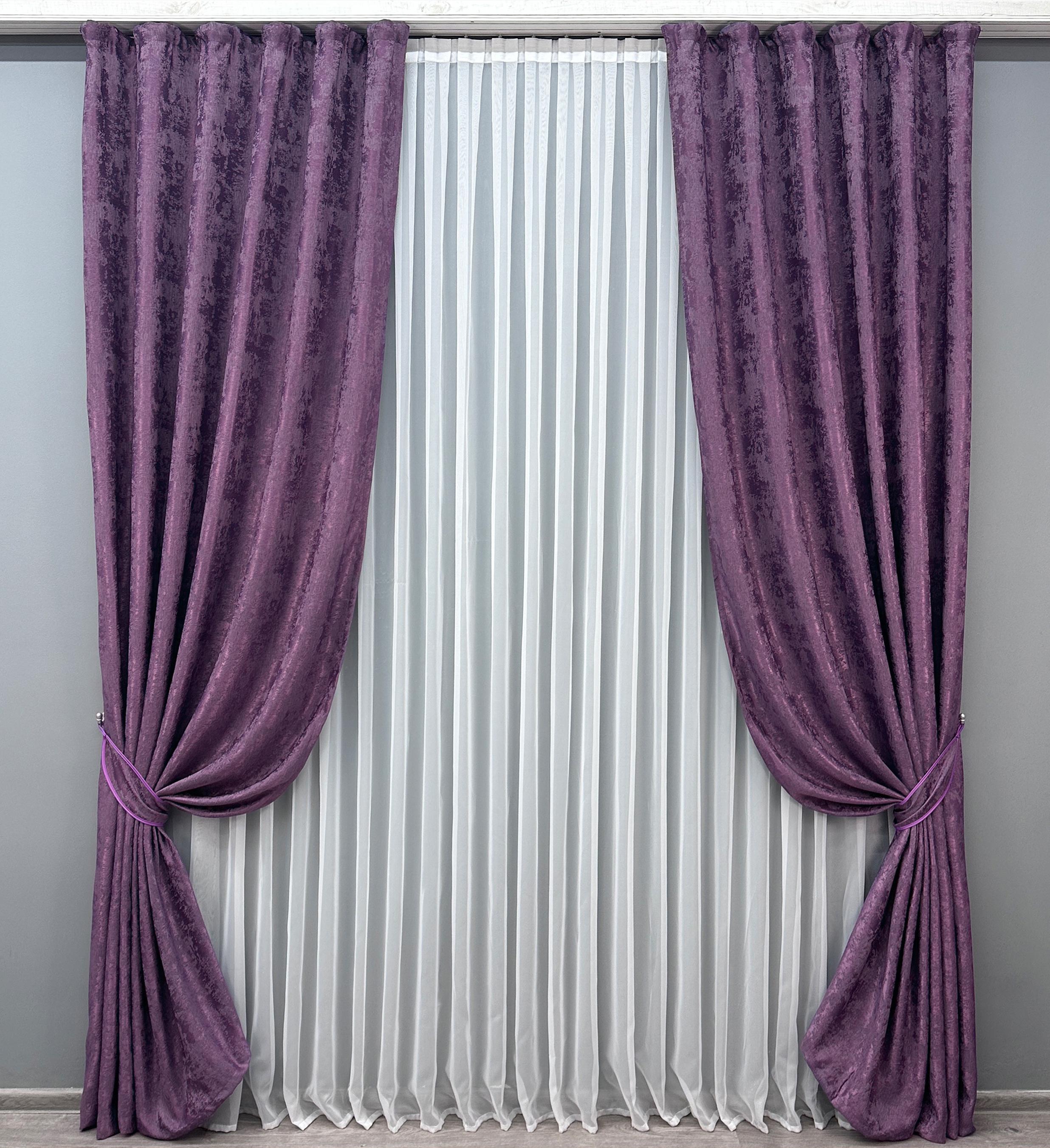 Комплект готовых штор VR-Textil Жаккард Sultan YL № 1547ш 100х270 см 2 шт. Фиолетовый (31-723)