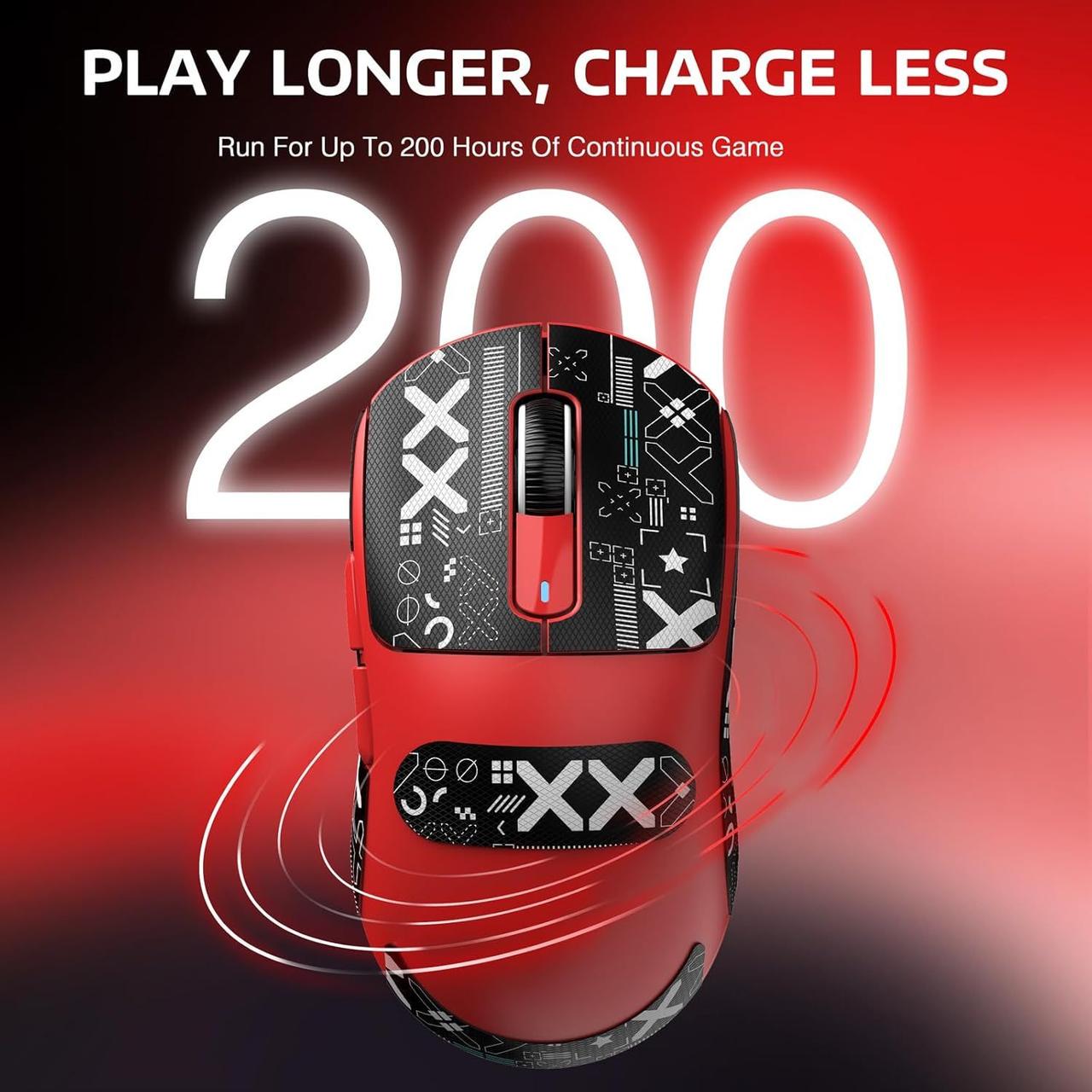 Мышь беспроводная attack shark X3 Red (2375338856) - фото 2 Мышь беспроводная attack shark X3 Red (2375338856) - фото 2