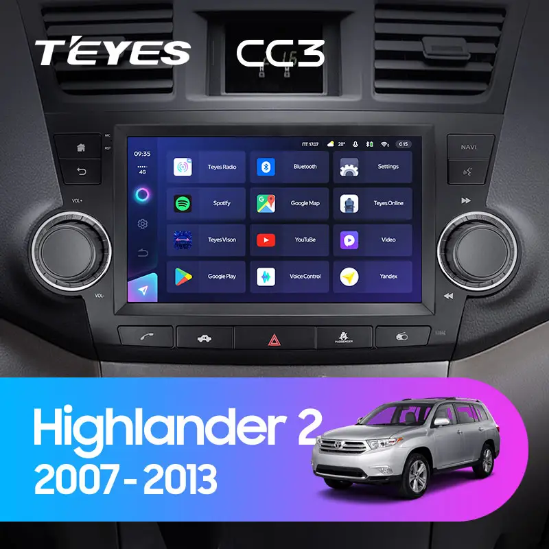 Автомагнитола штатная Teyes CC3 для Toyota Highlander 2 XU40 2007-2013 Android вариант F3 9" (1799788670) - фото 3