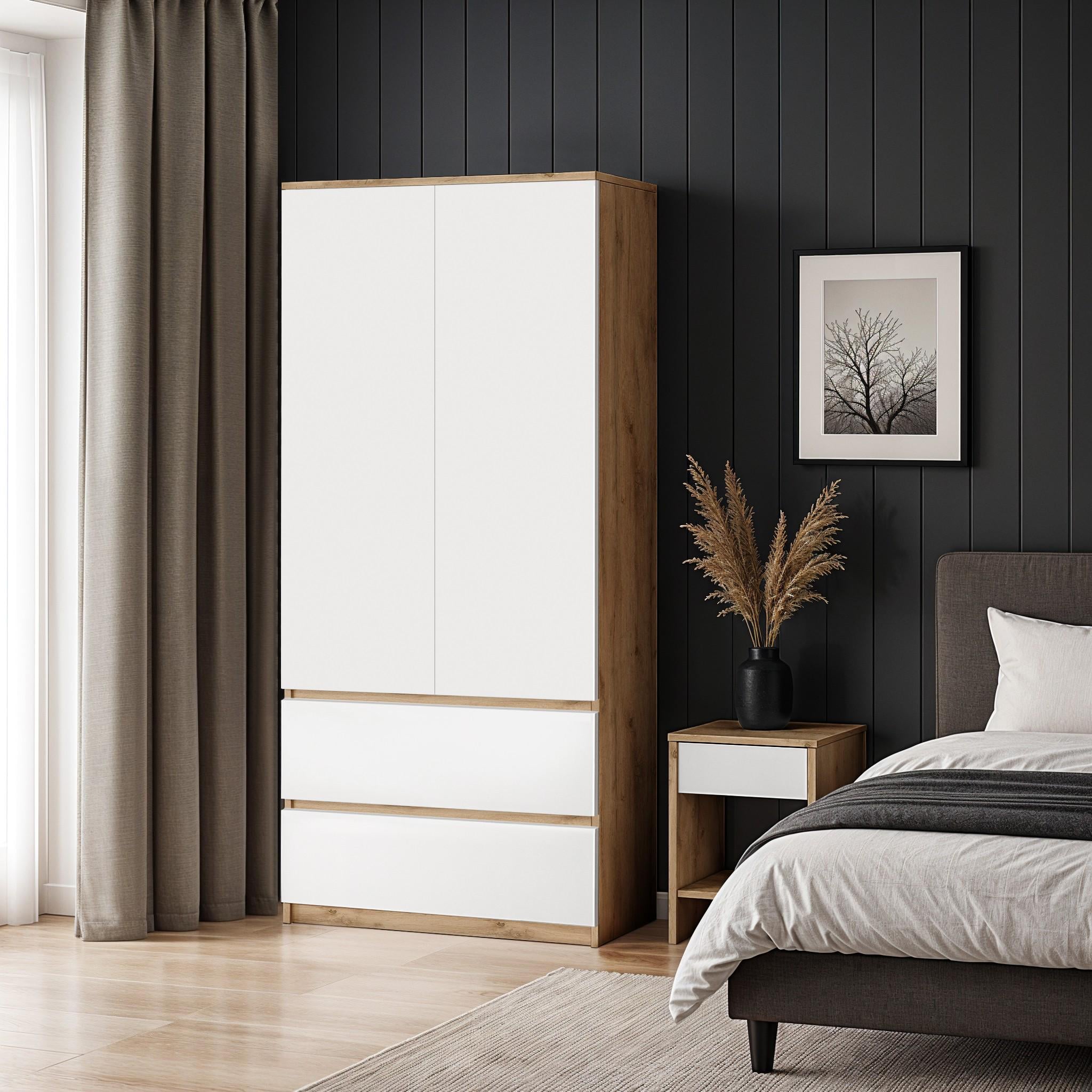 Шкаф для одежды с полками Kvatro 800х470х1990 мм Дуб Аппалачи/Белый