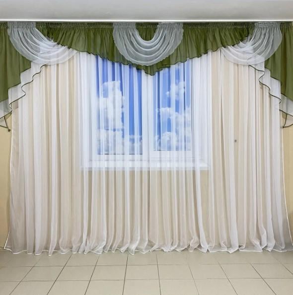 Ламбрекен шифон 3-3,5 м Зеленый (101)