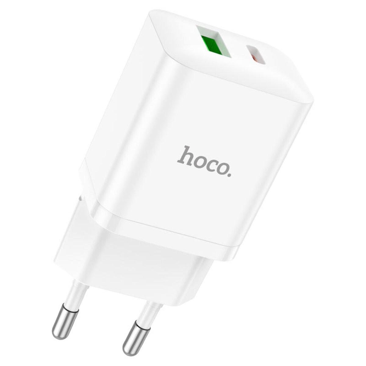 Зарядний пристрій Hoco N28 Founder PD20W+QC3.0 Charger 1xUSB 1xType-C White (6931474783516)