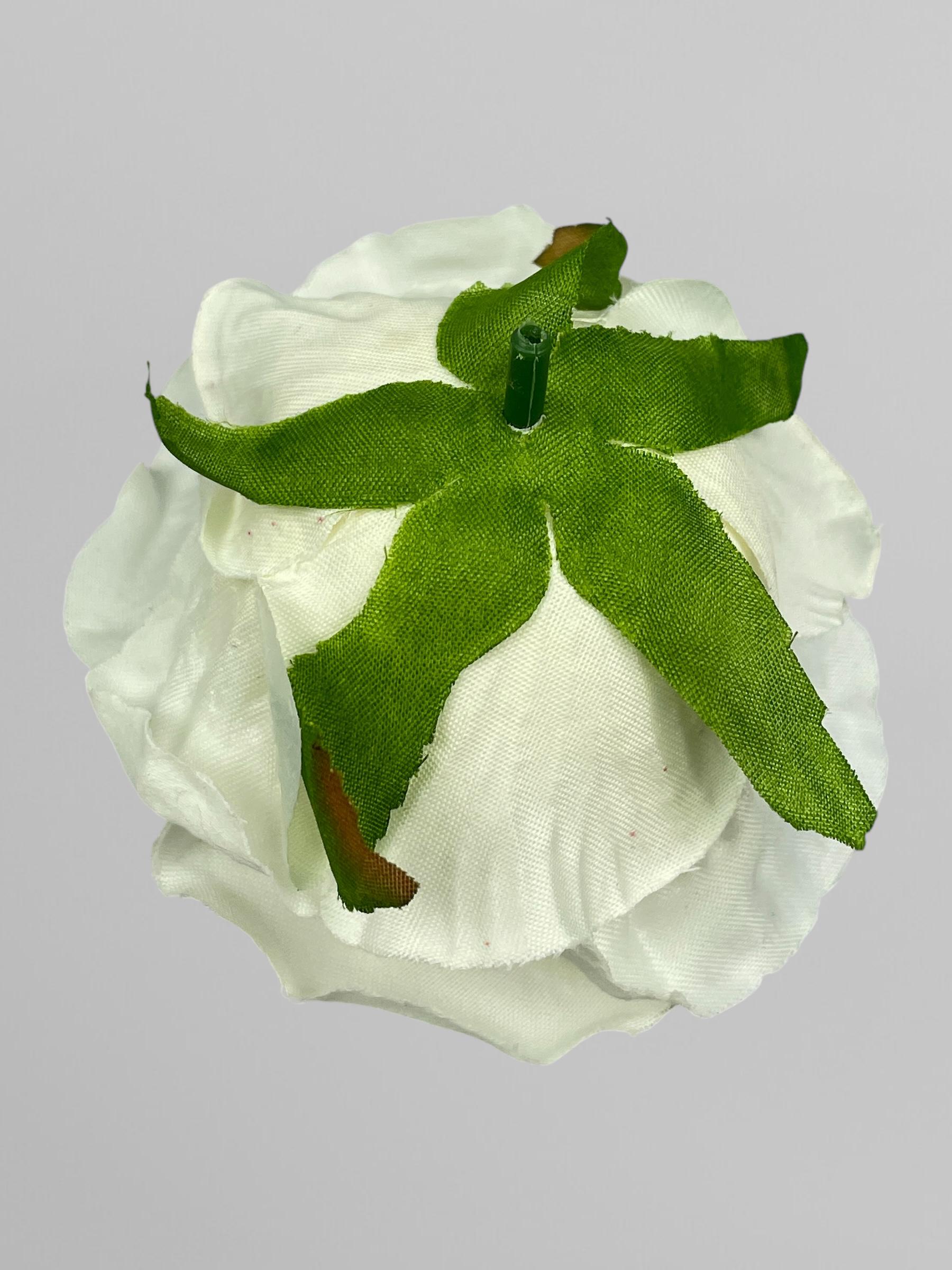 Искусственная головка розы сатиновая 10 см Белый (К02016) - фото 3