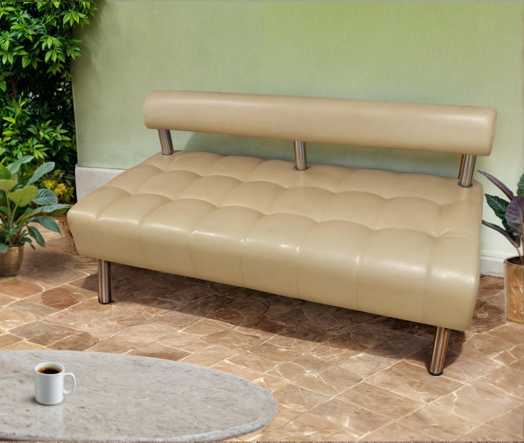 Диван офисный Tobi Sho Сити со спинкой без подлокотников 1800x530x750 мм кожзам Шампань (2207)