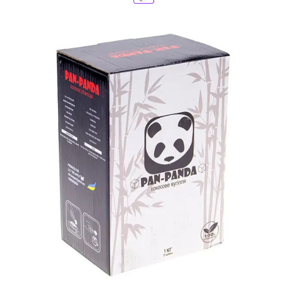 Вугілля для кальяну кокосове Pan-Panda натуральне 1 кг 72 кубики 25 мм (34200366)