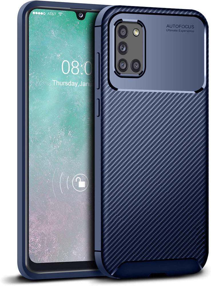Чехол накладка Auto Focus Carbon для Samsung Galaxy A31 A315 Blue (20059-28)