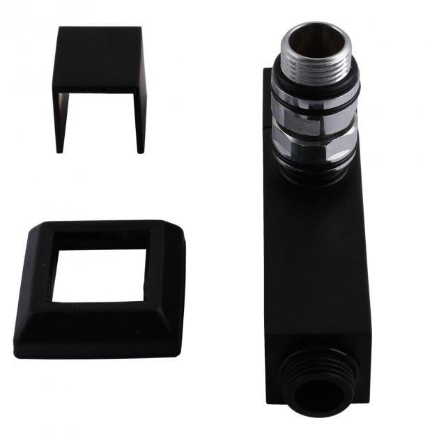 Набор угловых кранов Solomon LUX 8888-CUBE 1/2" с американкой Black - фото 7