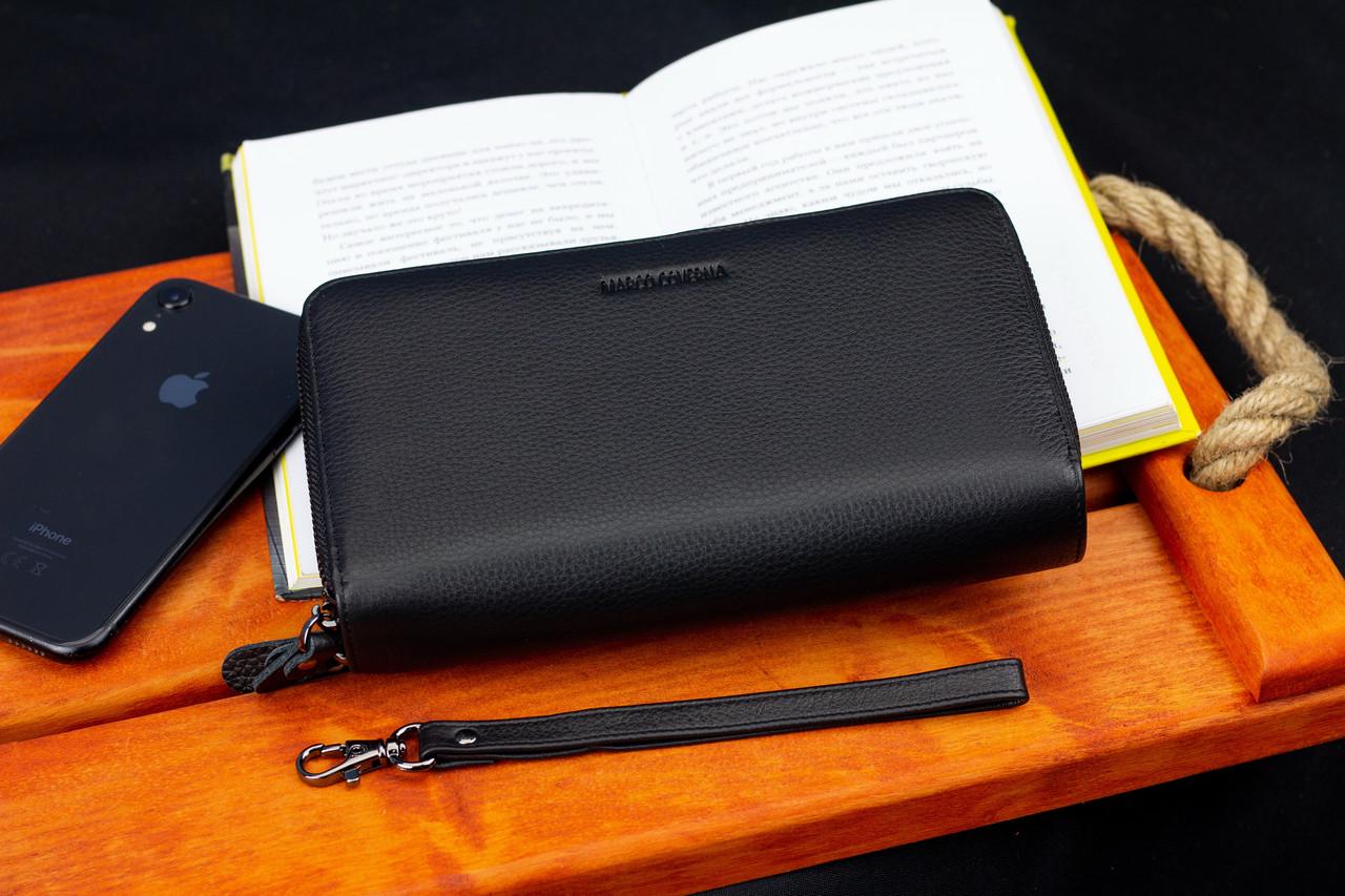 Кошелек-клатч Marco Coverna на две молнии из натуральной кожи Черный (B-5902B-1Q) - фото 7