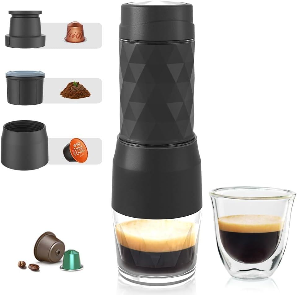 Кофеварка портативная Biolomix Espresso Machine HS-8439 для капсул и молотого кофе Черный (2387) - фото 2 Кофеварка портативная Biolomix Espresso Machine HS-8439 для капсул и молотого кофе Черный (2387) - фото 2