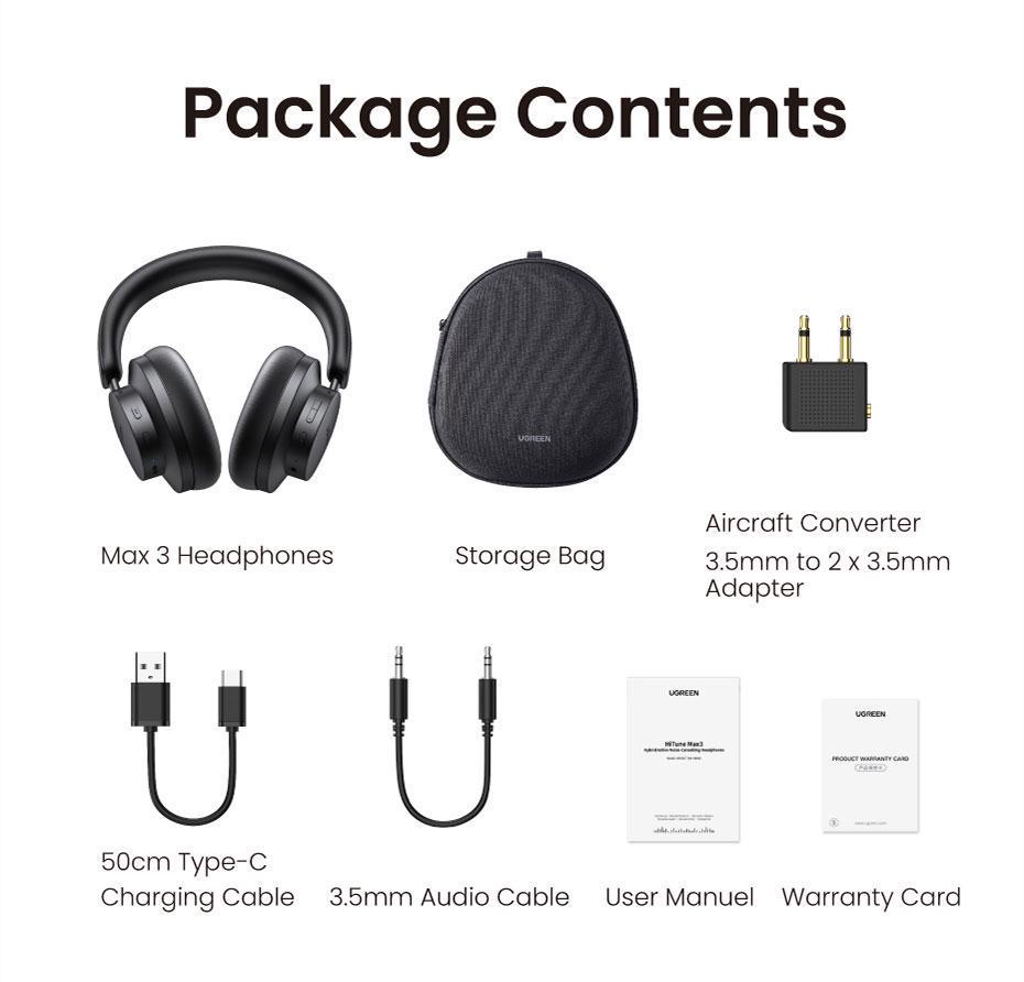 Навушники бездротові UGREEN HiTune Max 3 Bluetooth 5.0 Чорний (90422) - фото 7 Навушники бездротові UGREEN HiTune Max 3 Bluetooth 5.0 Чорний (90422) - фото 7