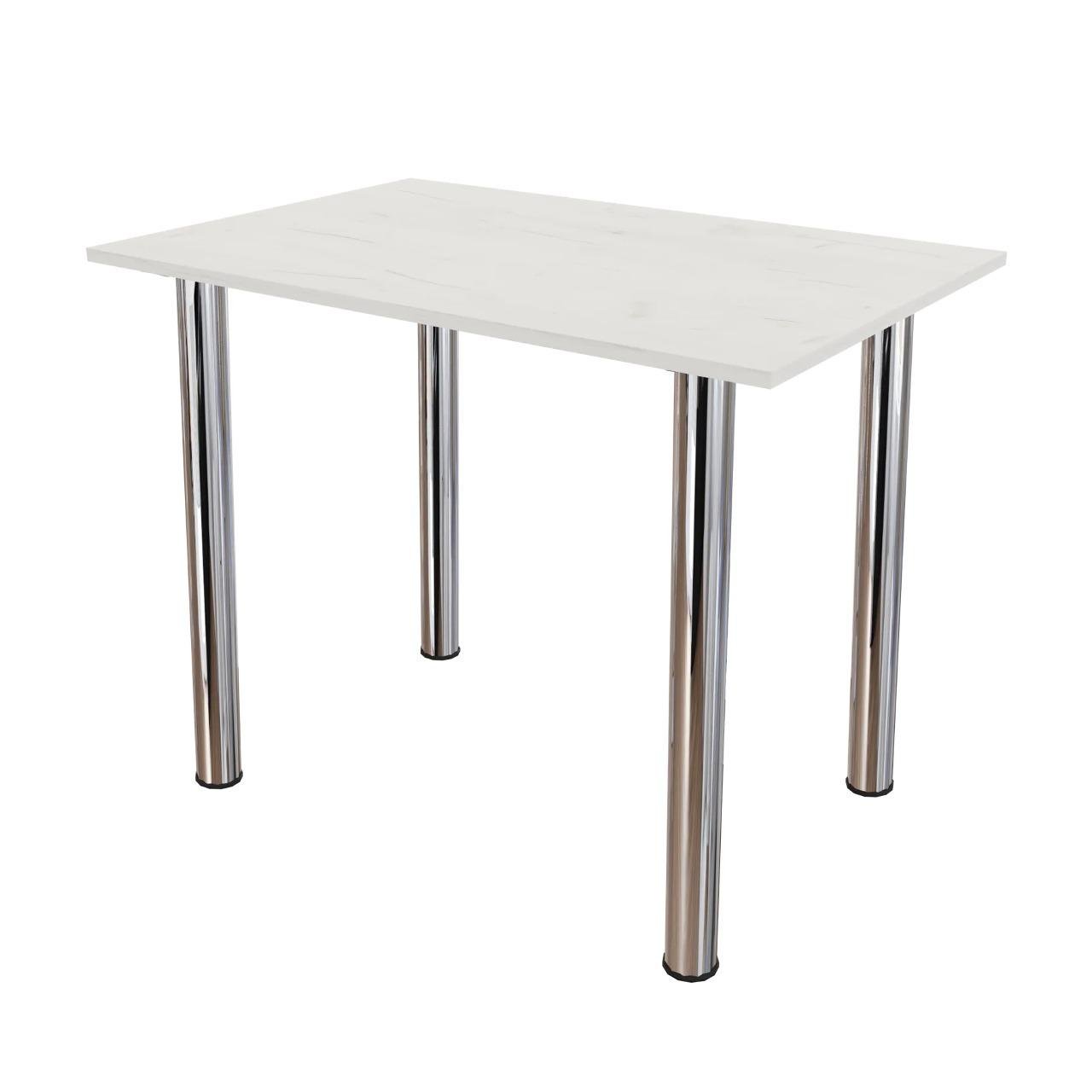 Стіл обідній Неман Ярл прямокутний нерозкладний 880х580 см Дуб крафт білий/Хром ЛДСП/метал