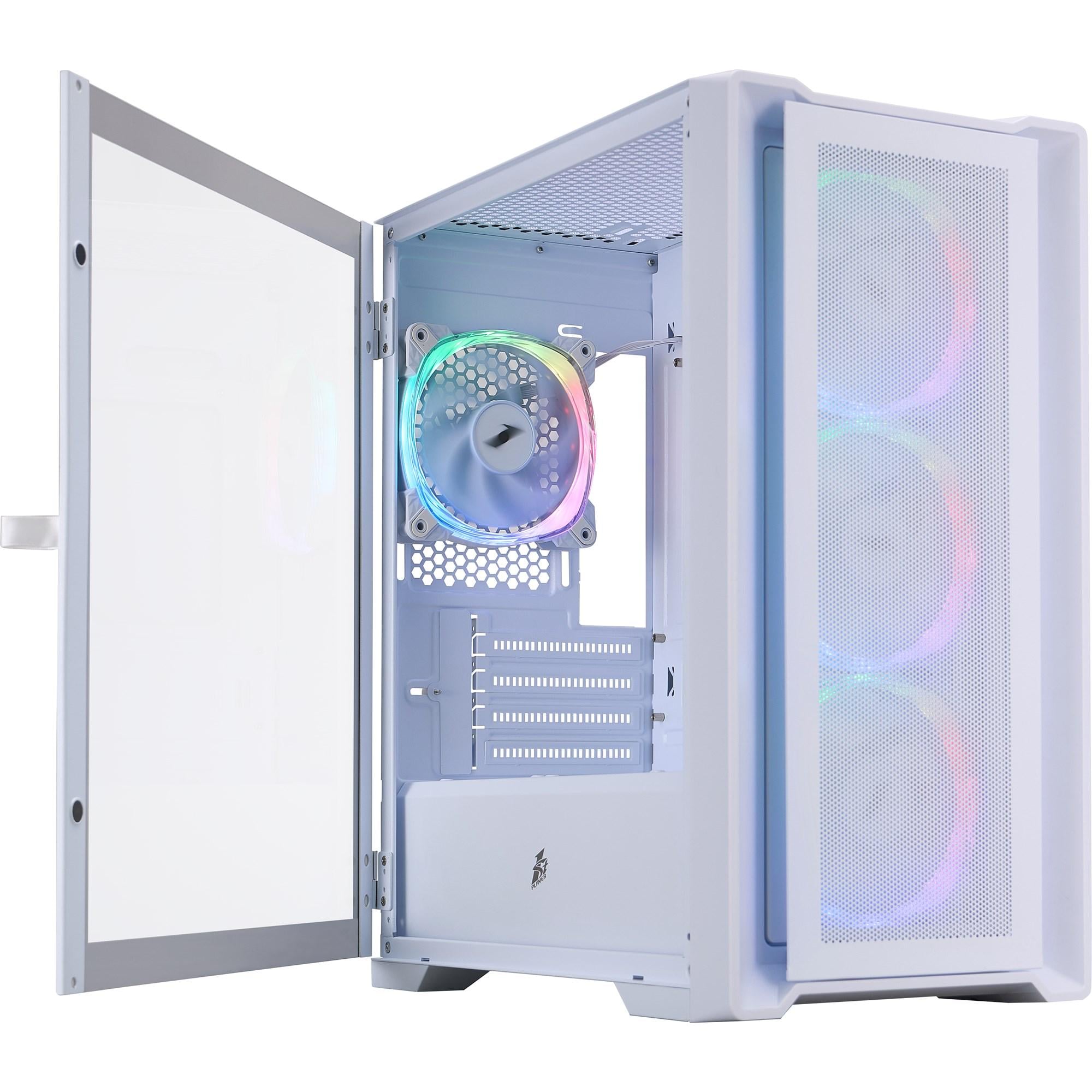 Корпус для ПК 1stPlayer T4-WH-4FS7-W Midi-Tower no PSU MicroATX/Mini-ITX ARGB Mesh White